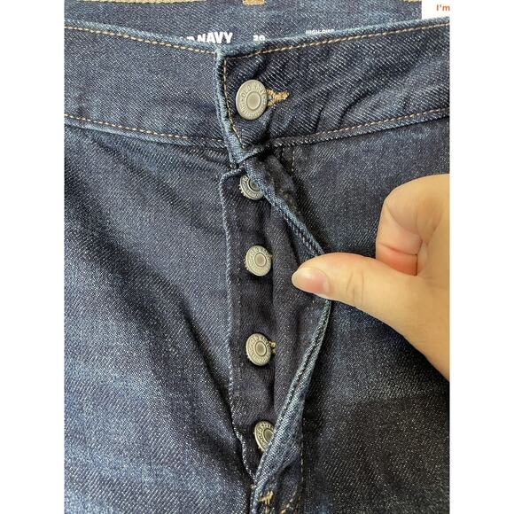 Old Navy Jeans Womens 20 Blue Denim High-Rise Slouchy Straight Button Fly Plus - Picture 2 of 13
